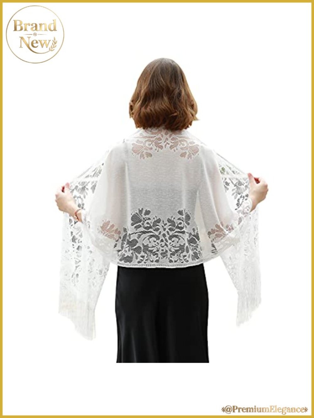 Women's 100% Polyester Shawl Wrap with Fringe for Evening Dresses and Weddings